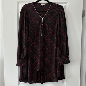 Laura Plus Size 18 Patterned High-Low Zippered Neckline Blouse